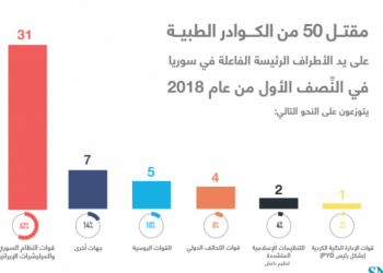 86 عدد ضحايا الكوادر الطبية والدفاع المدني منذ بداية عام 2018