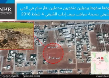 الشبكة السورية توثق استهداف سراقب بالكلور وتؤكد وجود نية جرمية للنظام وروسيا في استخدام السلاح الكيماوي