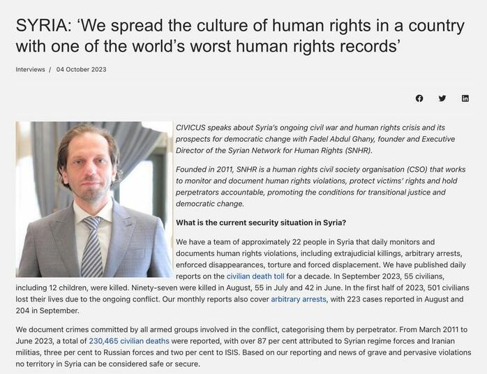 SYRIA: ‘We spread the culture of human rights in a country with one of the world’s worst human rights records’