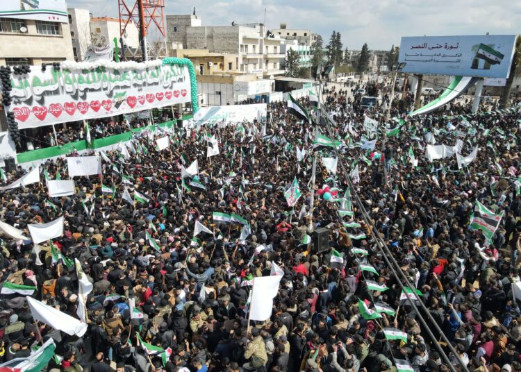 Syrians march in Idlib to mark revolution’s 11th anniversary